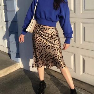 Leopard silk skirt